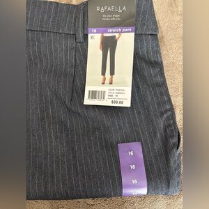 NWT Rafaella Gray Pinstripe Stretch Pull On Pants